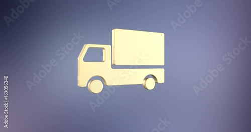 Animated Delivery Truck Gold 3d Icon Loop Modules for edit with alpha matte
