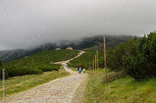 Góra Śnieżka w chmurach, Giant Mountains. photo