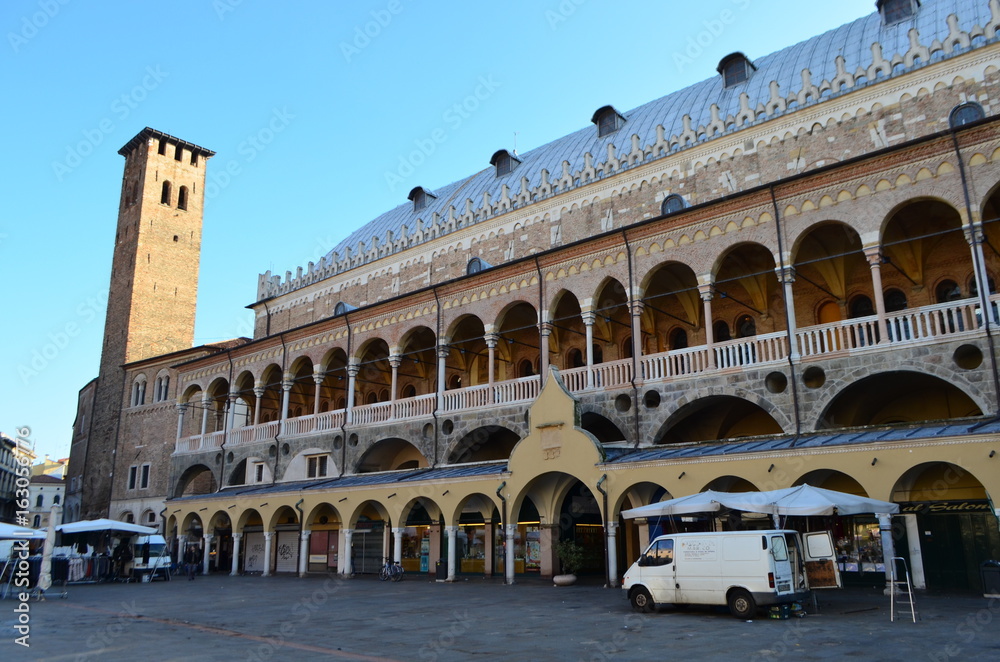 Side View of Palazzo Della Ragione from Piazza Delle Erbe in Padua, Italy