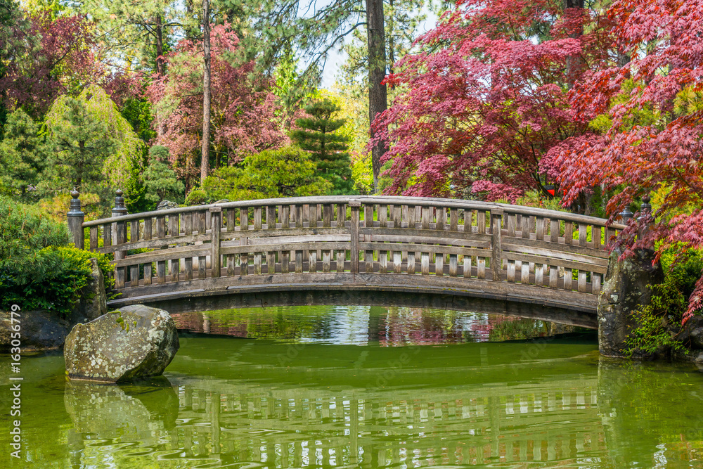 Colorful park in Japanese style. Manito Park and Botanical Gardens, Spokane, Washington, United States