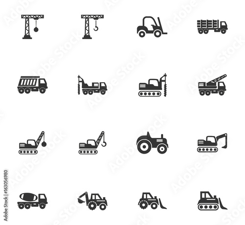 Construction transport icons set