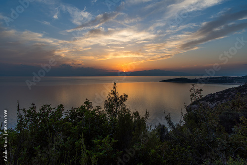 Beautiful and amazing sunset in Greek Island Thasos