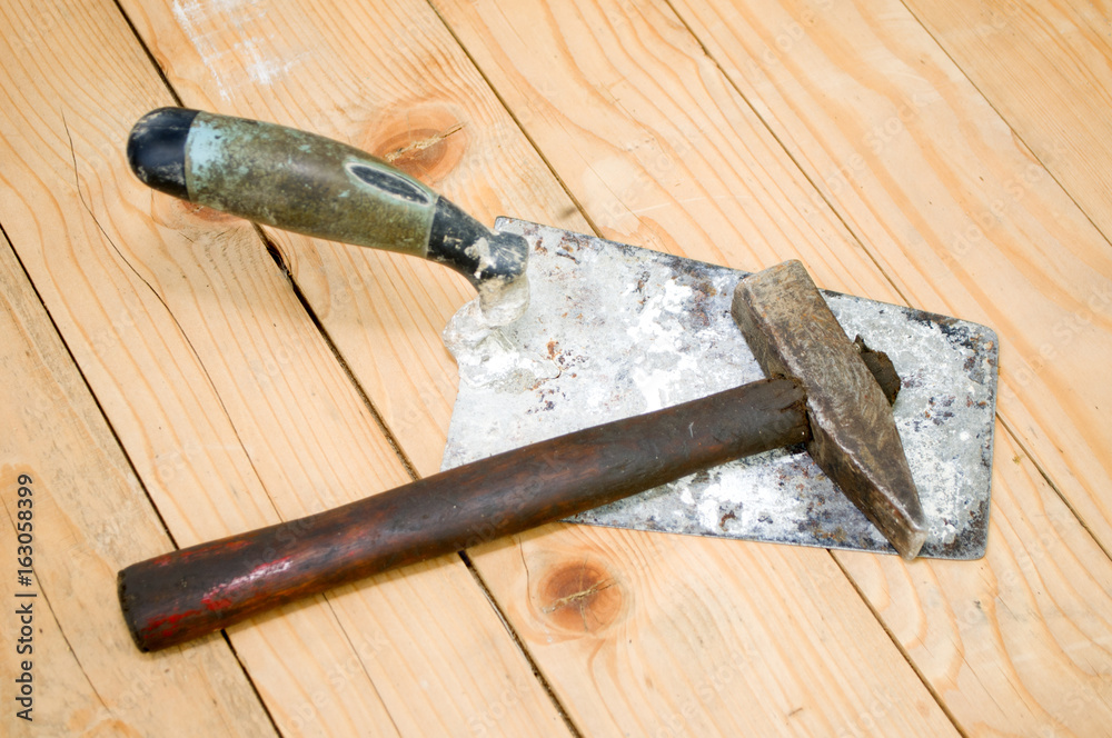 Trowel and hammer