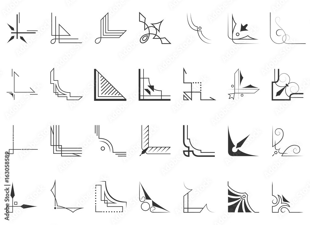 Fototapeta premium Set of 28 corners and design elements