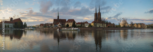 Evening panorama of the historic part of Wroclaw