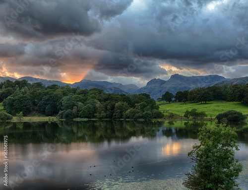 Sunset at Loughrigg Tarn in Lake District