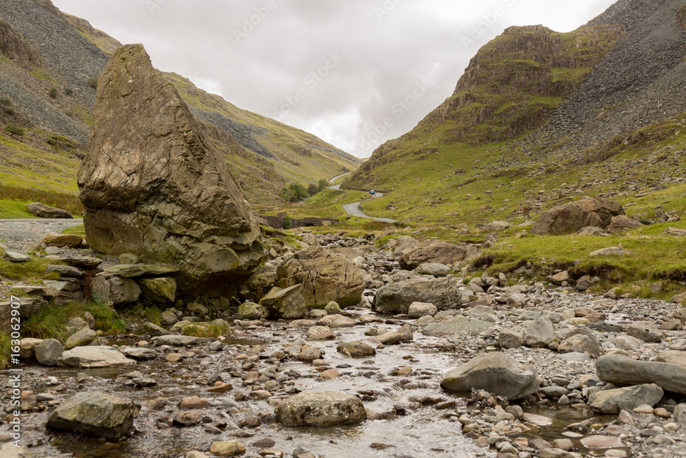 Honister Pass in Lake District in stream