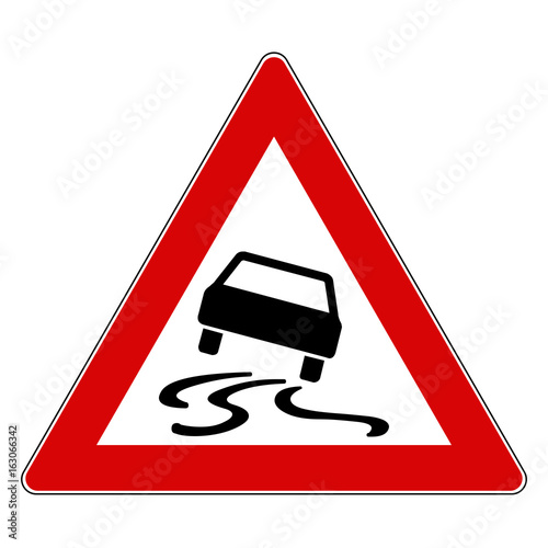 Verkehrsschild Gefahr Rutschgefahr