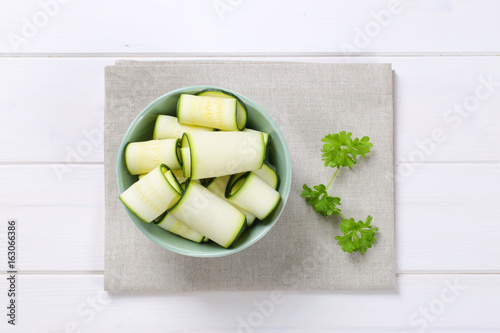 raw zucchini strips