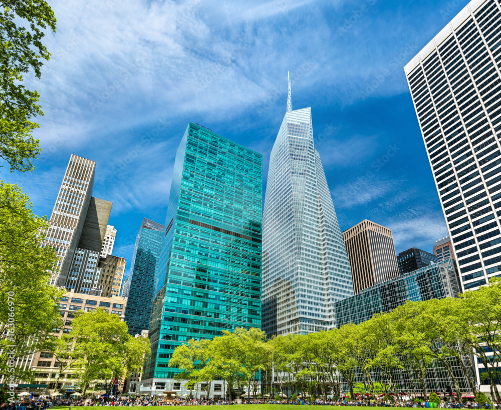 Buildings at Bryant Park in New York City Buildings at Bryant Park in New York City