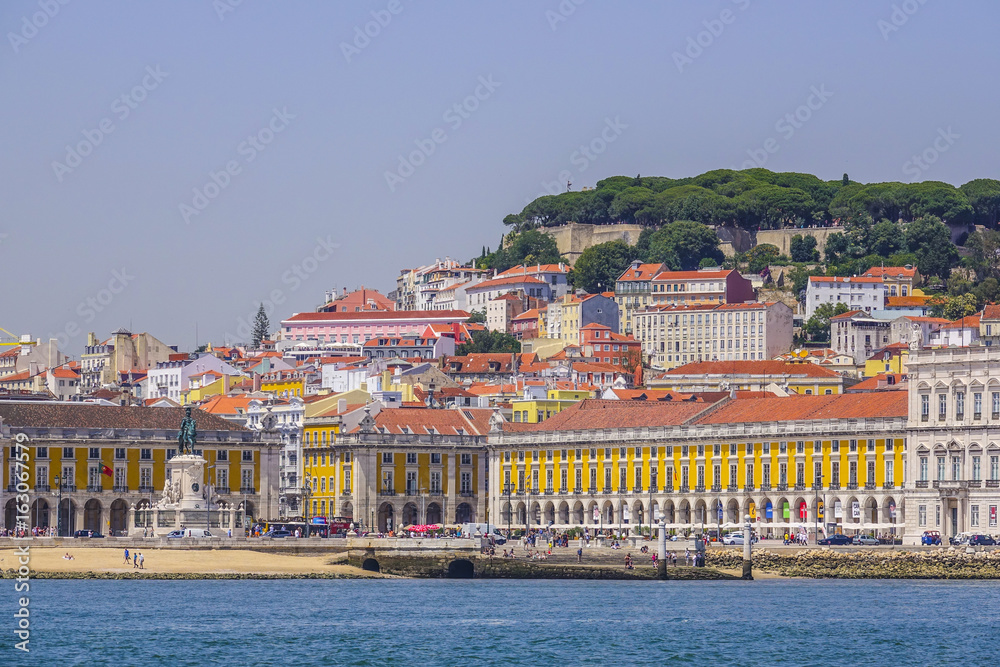 The hill of Alfama - view from Tagus River in Lisbon - LISBON - PORTUGAL - JUNE 17, 2017