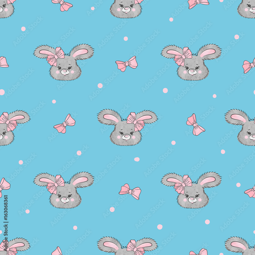 Cute bunny seamless pattern. Baby girl print. Vector background for kids design Cute bunny seamless pattern. Baby girl print. Vector background for kids design
