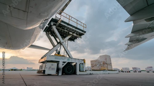 Loading cargo plane outside air freight logistic