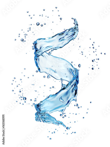 Water splash in the form of spiral blue color