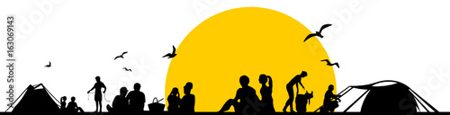 Silhouette Zeltplatz