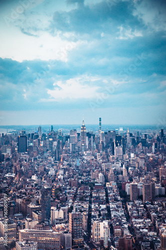 New York City aerial view across Manhattan.