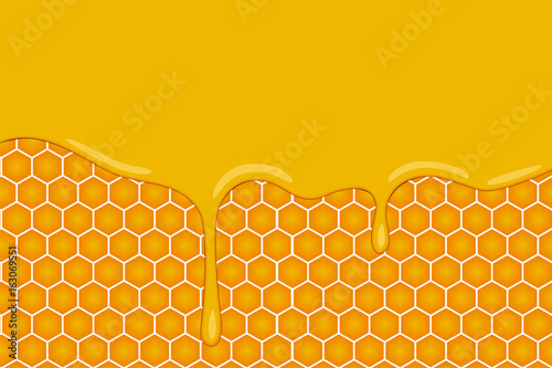 vector background with honeycombs and honey cartoon style
