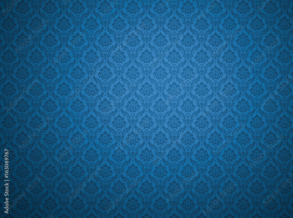 Blue damask pattern background - obrazy, fototapety, plakaty 