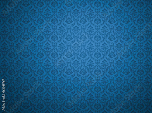Blue damask pattern background