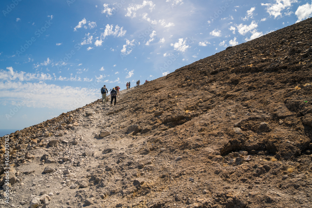 The stony and steep way up to the rim of the crater
