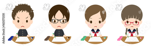 テストを受ける学生　怒る