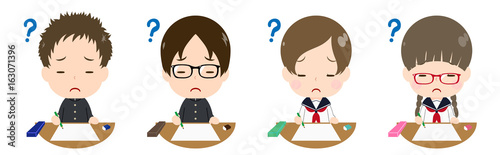 テストを受ける学生　はてなマーク