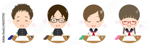 テストを受ける学生　安心