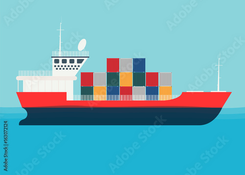 Transport cargo sea ship with containers. Sea transportation logistic