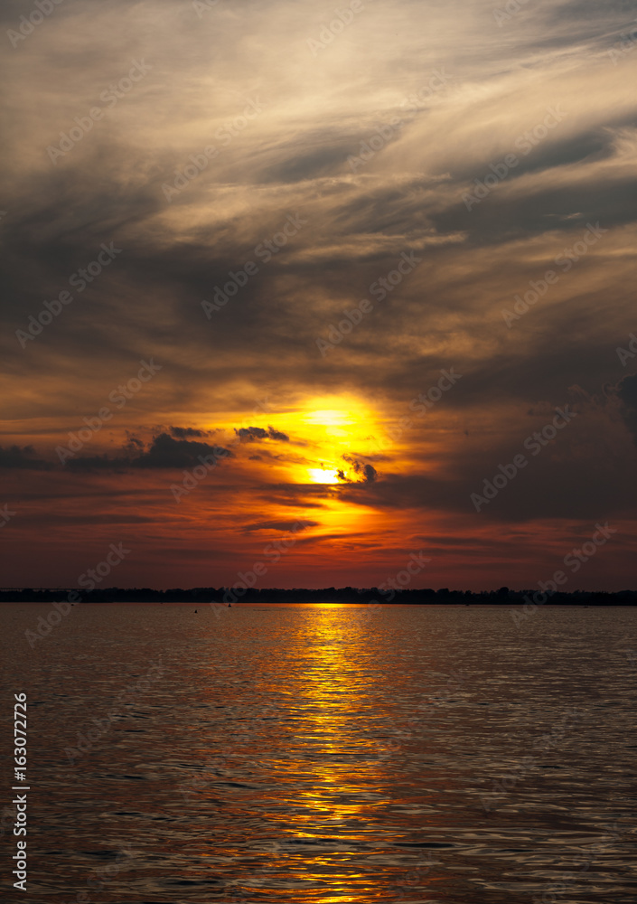 summer landscape scenic fiery sunset over calm river summer landscape scenic fiery sunset over calm river