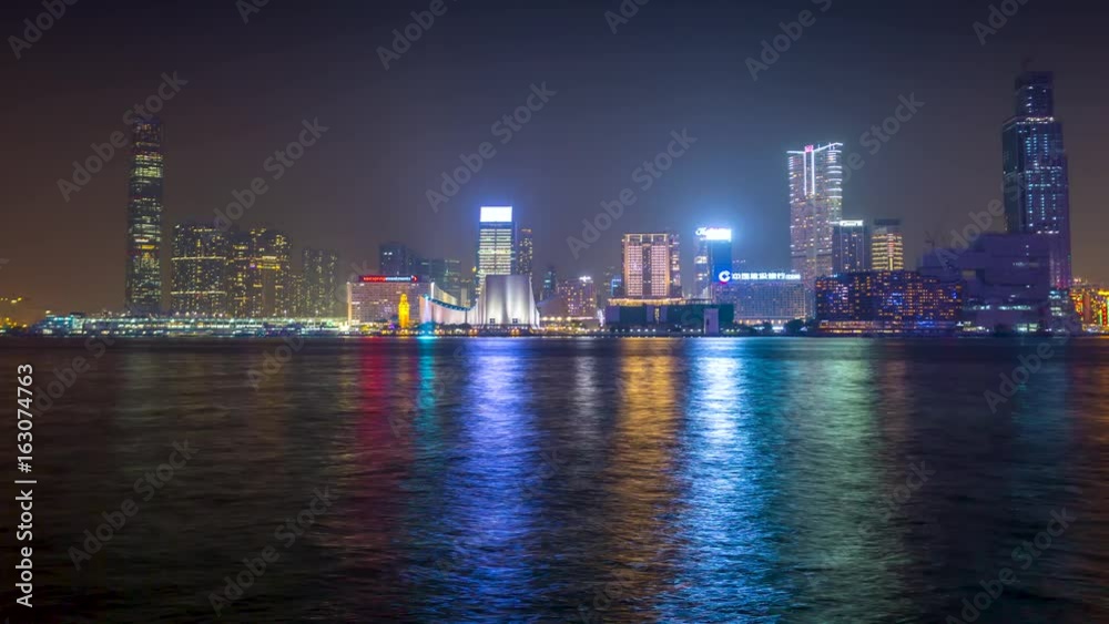 Hong Kong seafront view Night Timelapse Hong Kong seafront view Night Timelapse