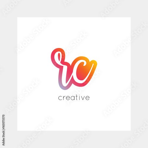 RC logo, vector. Useful as branding, app icon, alphabet combination, clip-art.