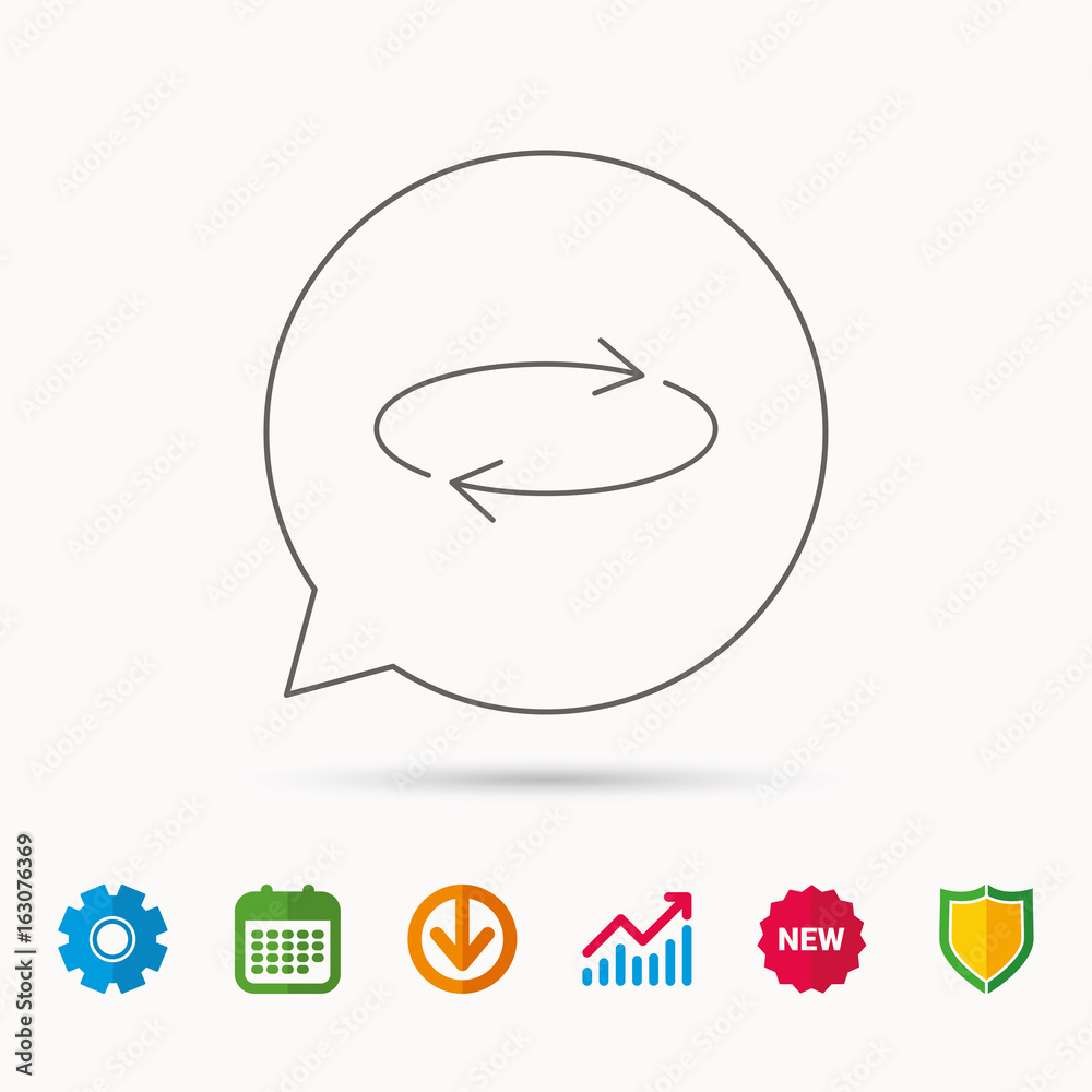 Repeat icon. Full rotation sign. Reload, refresh loop symbol. Calendar, Graph chart and Cogwheel signs. Download and Shield web icons. Vector Repeat icon. Full rotation sign. Reload, refresh loop symbol. Calendar, Graph chart and Cogwheel signs. Download and Shield web icons. Vector