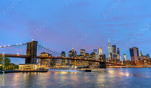 Brooklyn Bridge and Manhattan at sunset - New York, USA