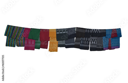 Sarong on hanging on a rack  thailand white background