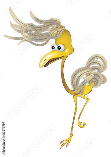 Yellow funny bird - Funny yellow bird with crazy hairstyle