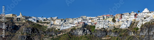 Panoramic view of the village of Fira in the Greek island of Santorini