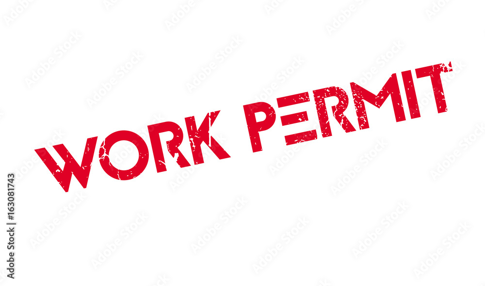 Work Permit rubber stamp. Grunge design with dust scratches. Effects can be easily removed for a clean, crisp look. Color is easily changed.
