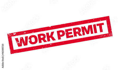 Work Permit rubber stamp. Grunge design with dust scratches. Effects can be easily removed for a clean, crisp look. Color is easily changed.