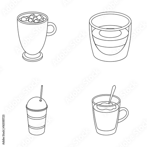 Ristretto, hot chocolate, latte take-away.Different types of coffee set collection icons in outline style vector symbol stock illustration web.
