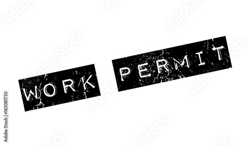 Work Permit rubber stamp. Grunge design with dust scratches. Effects can be easily removed for a clean, crisp look. Color is easily changed.