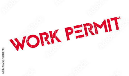 Work Permit rubber stamp. Grunge design with dust scratches. Effects can be easily removed for a clean, crisp look. Color is easily changed.