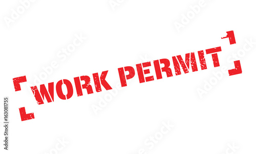 Work Permit rubber stamp. Grunge design with dust scratches. Effects can be easily removed for a clean, crisp look. Color is easily changed.