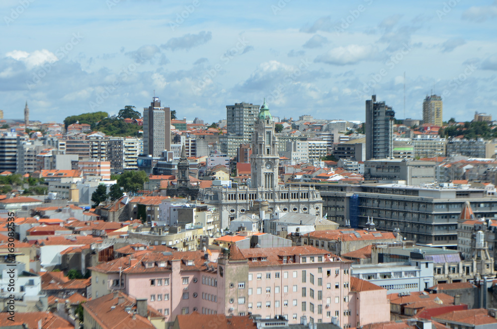 High City View from Clérigos Church Tower in Porto, Portugal