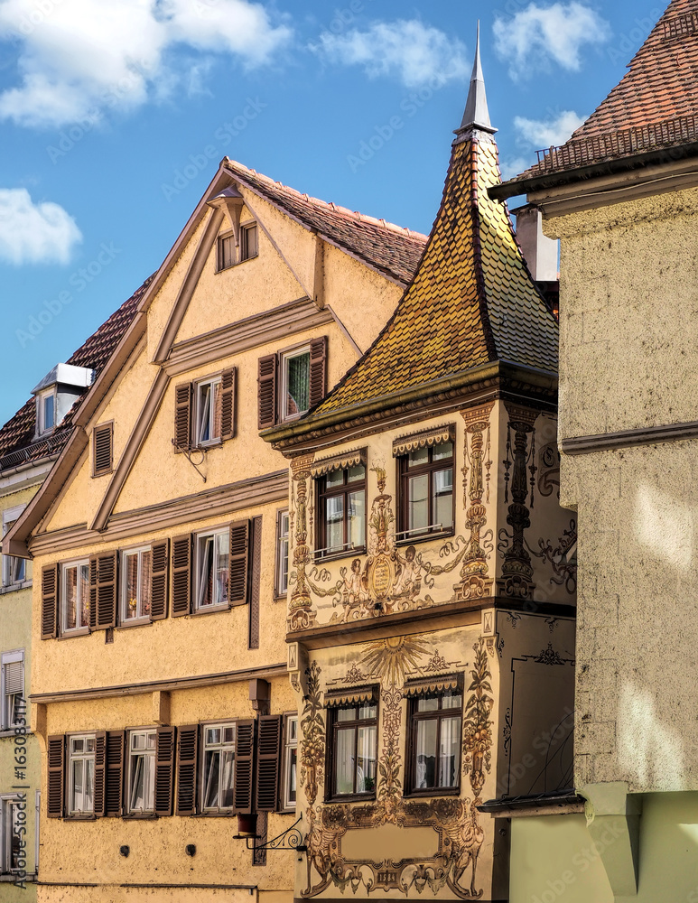 Fassaden in den alten Gässchen von Tübingen am Necker, Schwarzwaldkreis
