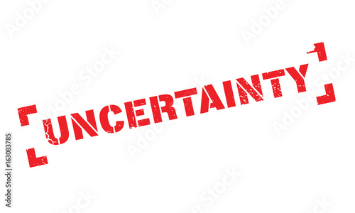 Uncertainty rubber stamp. Grunge design with dust scratches. Effects can be easily removed for a clean, crisp look. Color is easily changed.