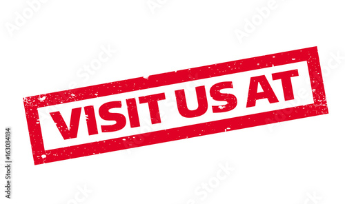 Visit Us At rubber stamp. Grunge design with dust scratches. Effects can be easily removed for a clean, crisp look. Color is easily changed.