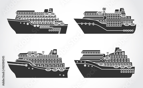 Vector set of cruise ships.