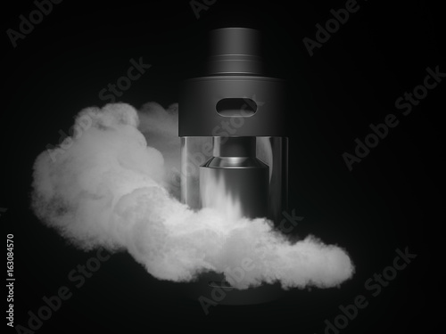 Vaping atomizer wrapped with white vape isolated. 3d render photo