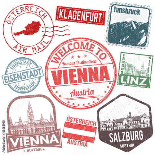 Austria travel stamps set