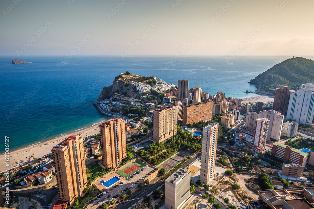 Benidorm levante beach aerial view in alicante Spain